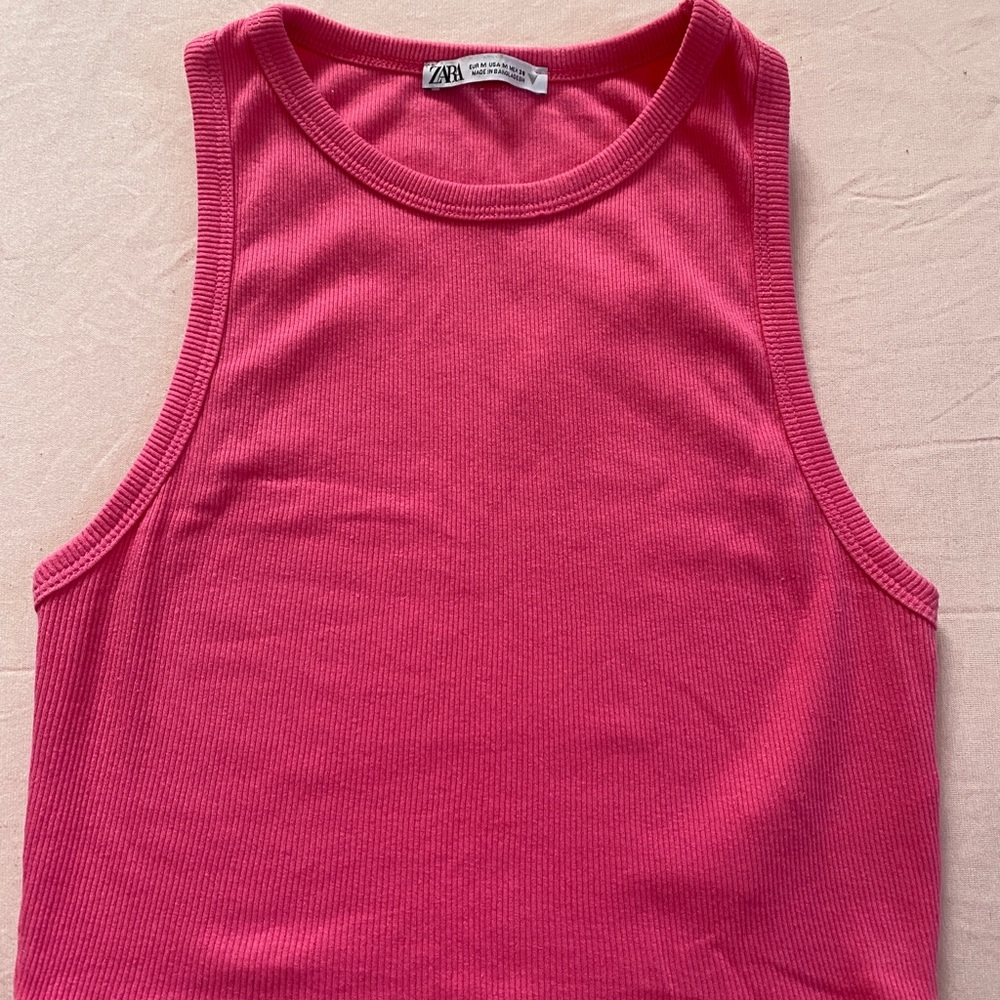 Zara solid pink Ribbed tank top